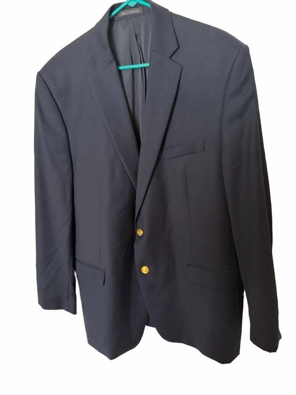 Lauren Ralph Lauren Mens 100% Wool Gold Button Navy Blazer Size 46L